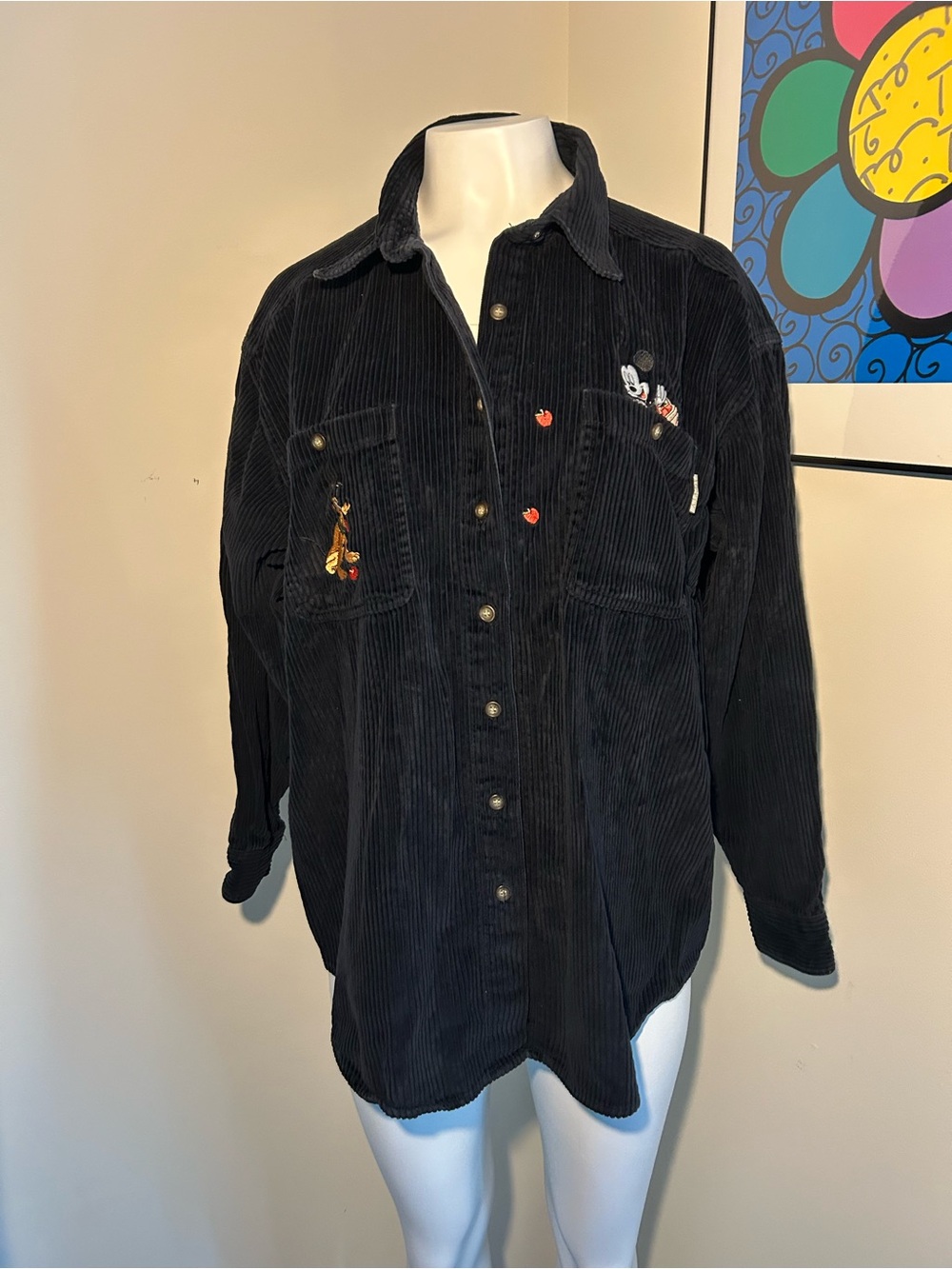 Disney Mickey Unlimited Embroidered Corduroy Long-Sleeve Shirt size XL